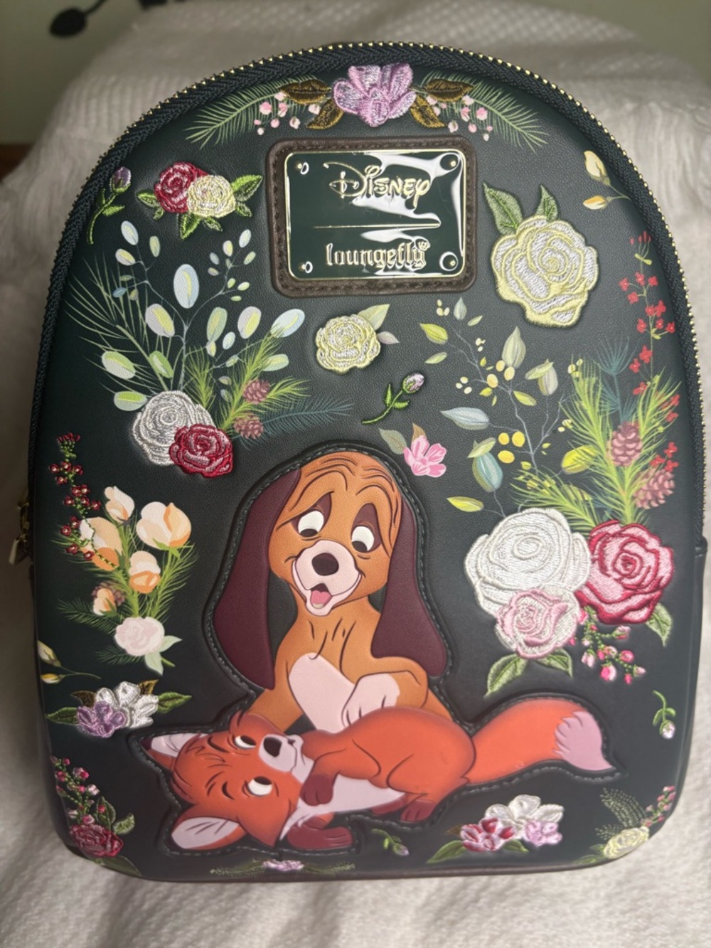 Loungefly Black Fox & Hound Floral Mini Backpack